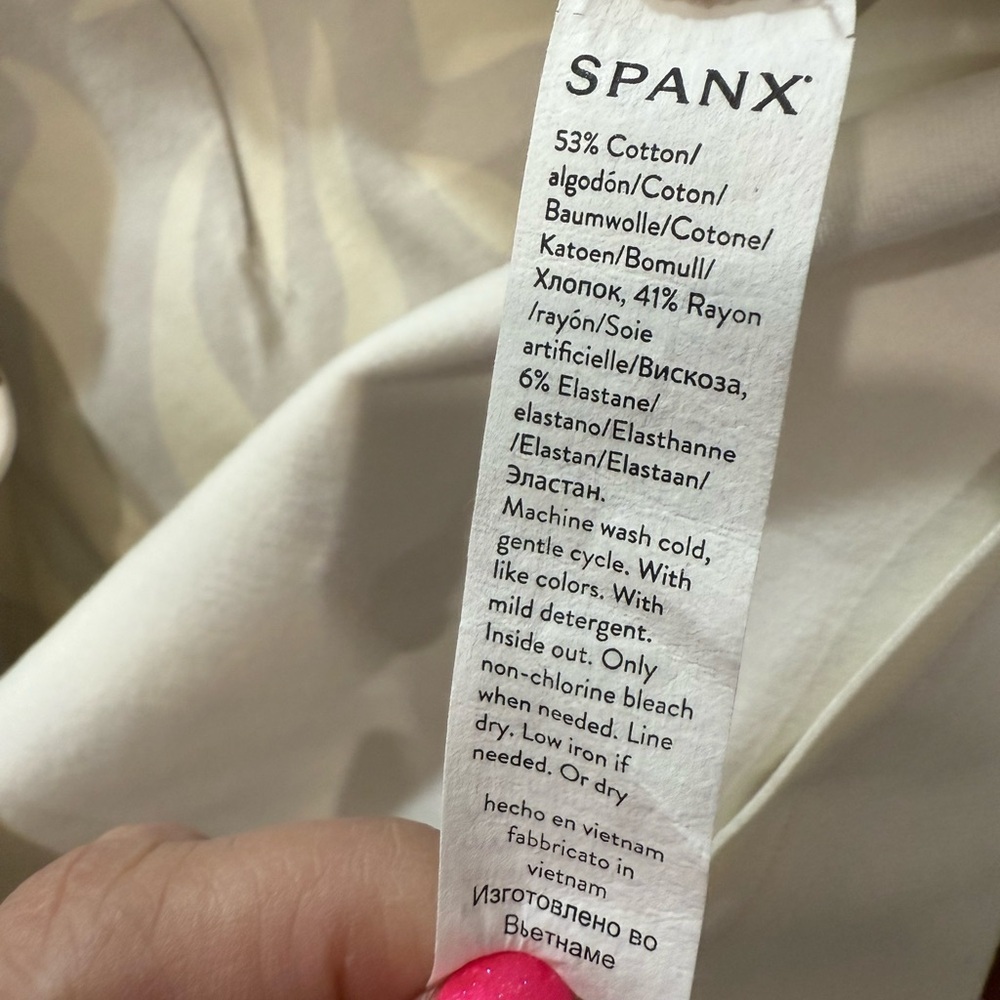 SPANX‎ Pants Animal Print Pull On Cropped Elastic Waistband Brown White Size 1XP - Picture 5 of 11